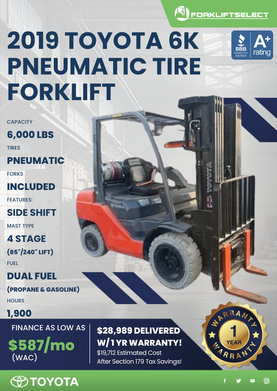 2019.0 Toyota 6K Pneumatic Tire For...