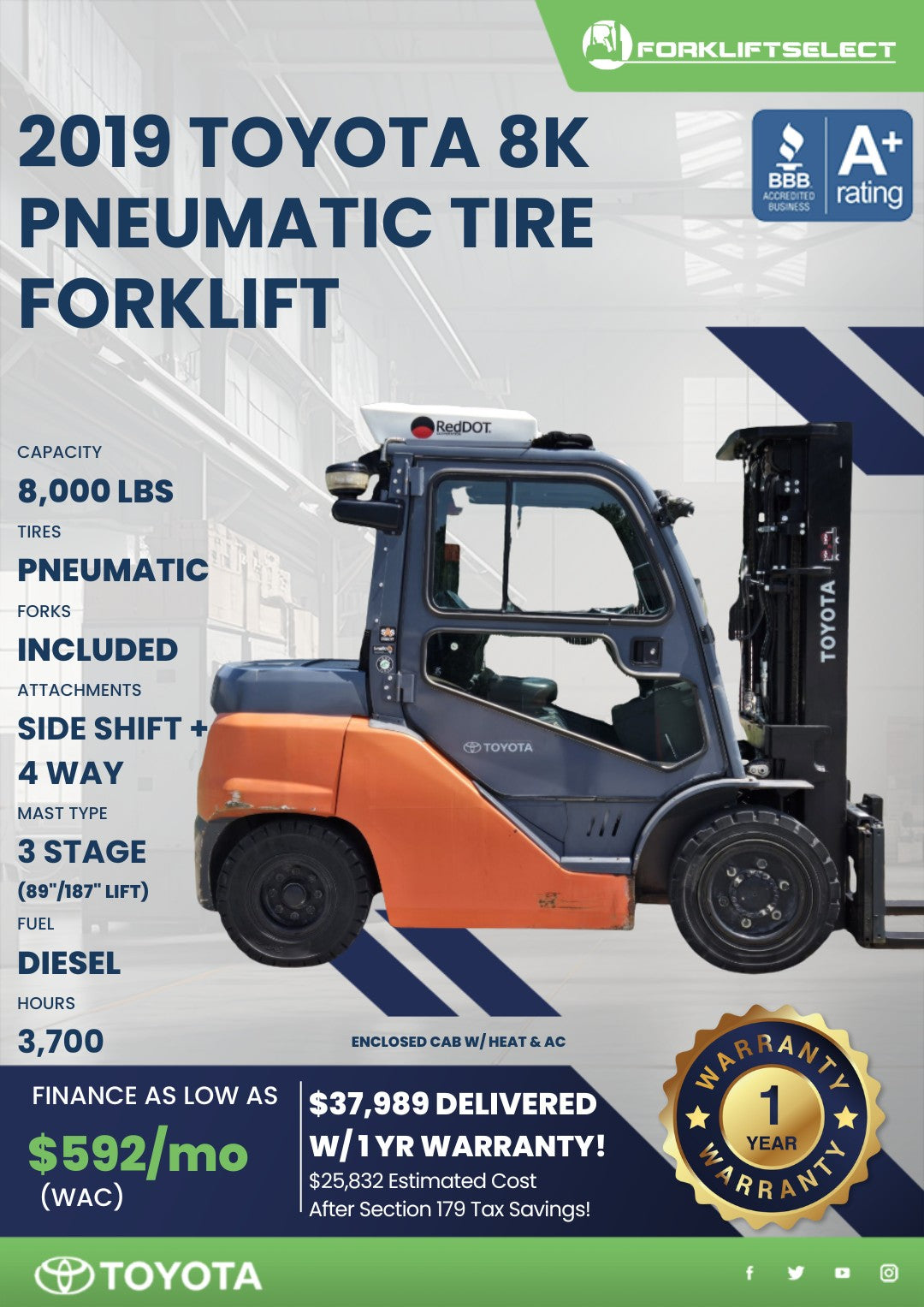 2019.0 Toyota 8K Pneumatic Tire For...