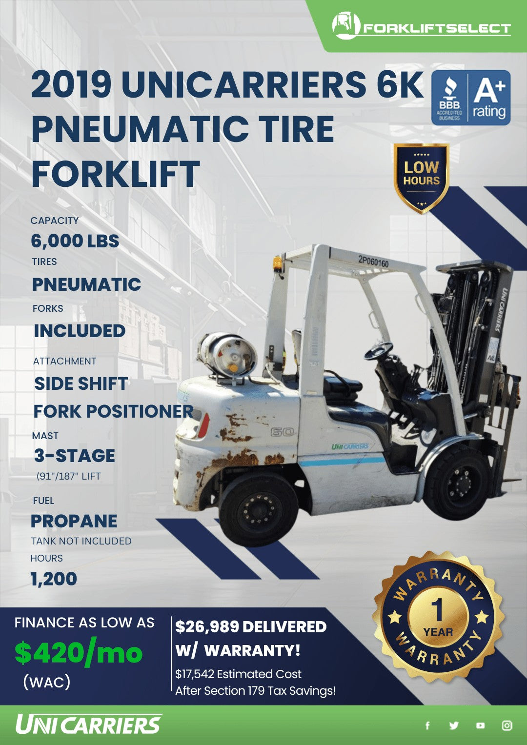 2019.0 UniCarriers 6K Pneumatic Tir...