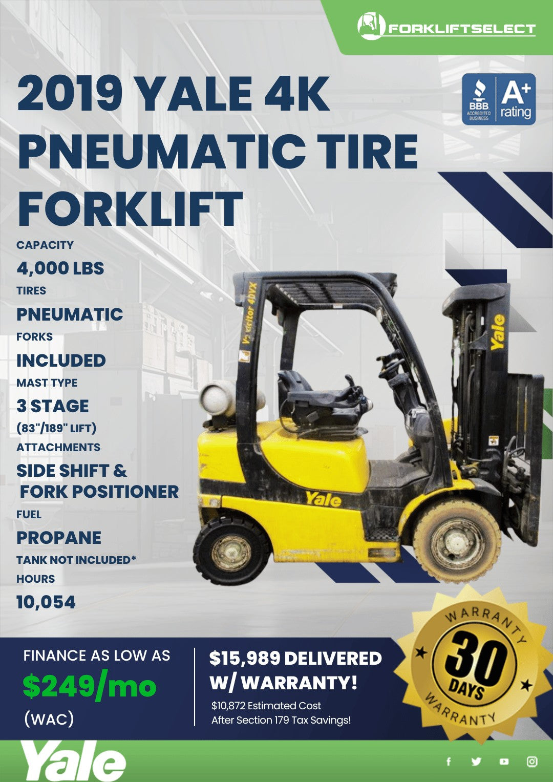 2019.0 Yale 4K Pneumatic Tire Forkl...