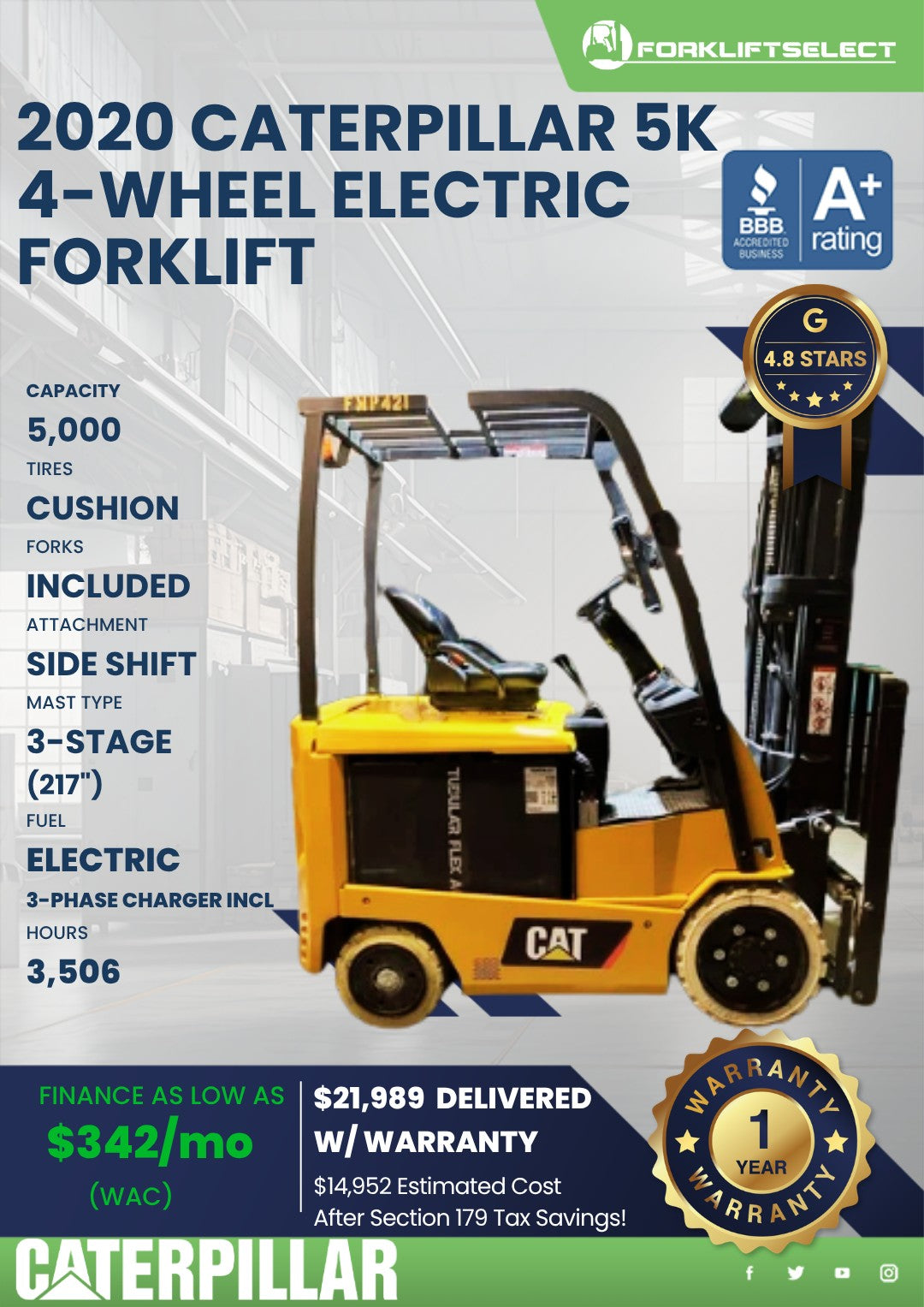 2020 Caterpillar 5K Cushion Tire Fo...