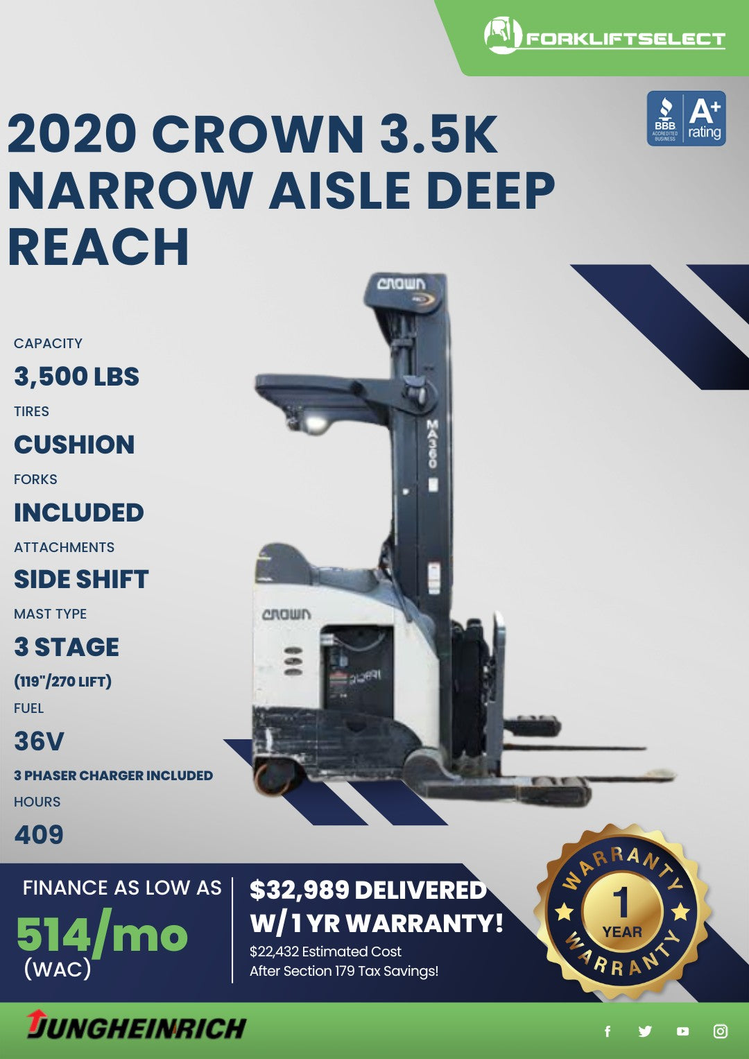2020 Crown 4K Narrow Aisle Deep Rea...