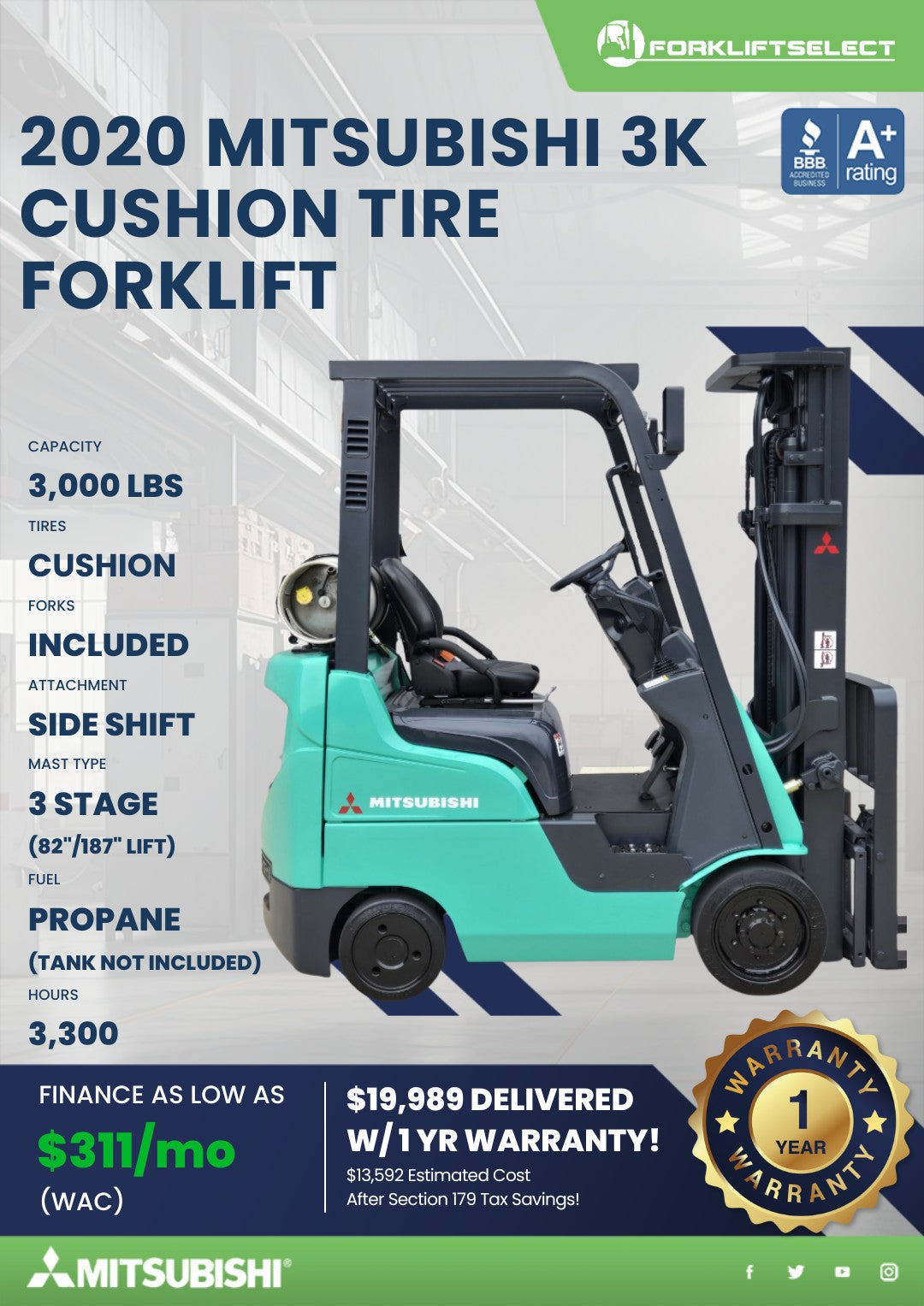 2020.0 Mitsubishi 3K Cushion Tire F...