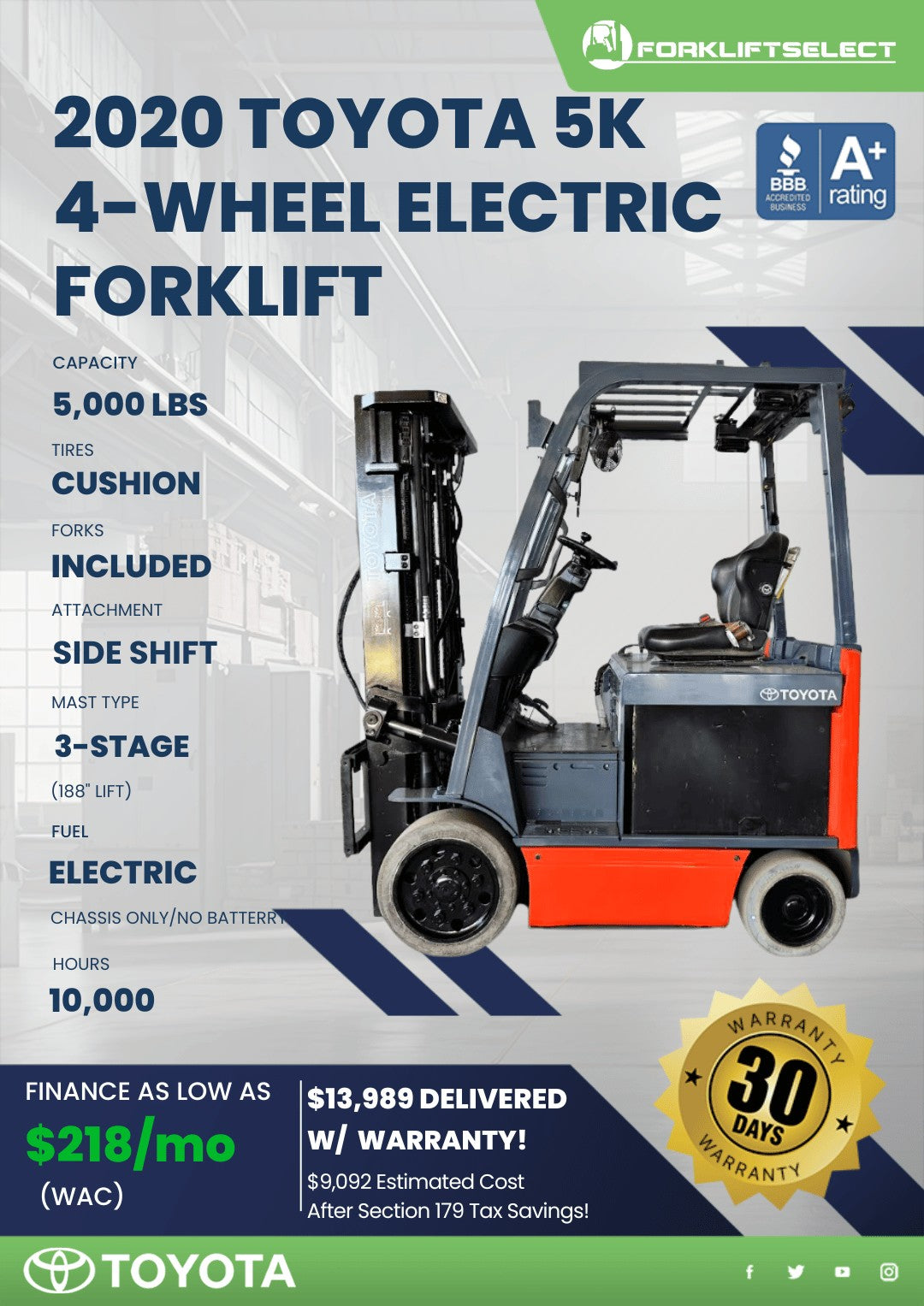 2020 Toyota 5K Cushion Tire Electri...