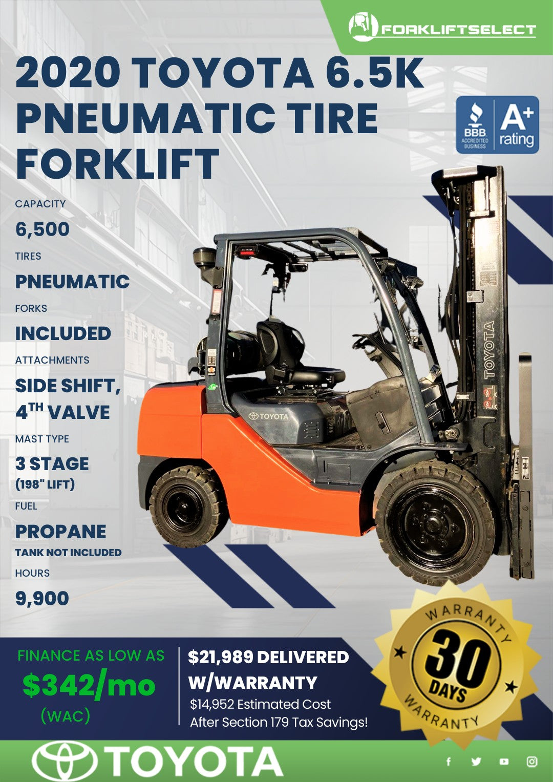2020.0 Toyota 6.5K Pneumatic Tire F...