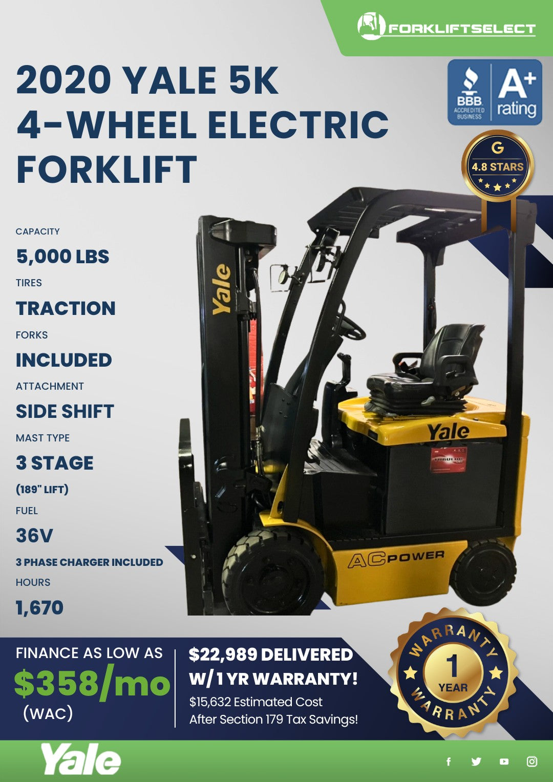 2020 Yale 5K Cushion Tire Electric ...