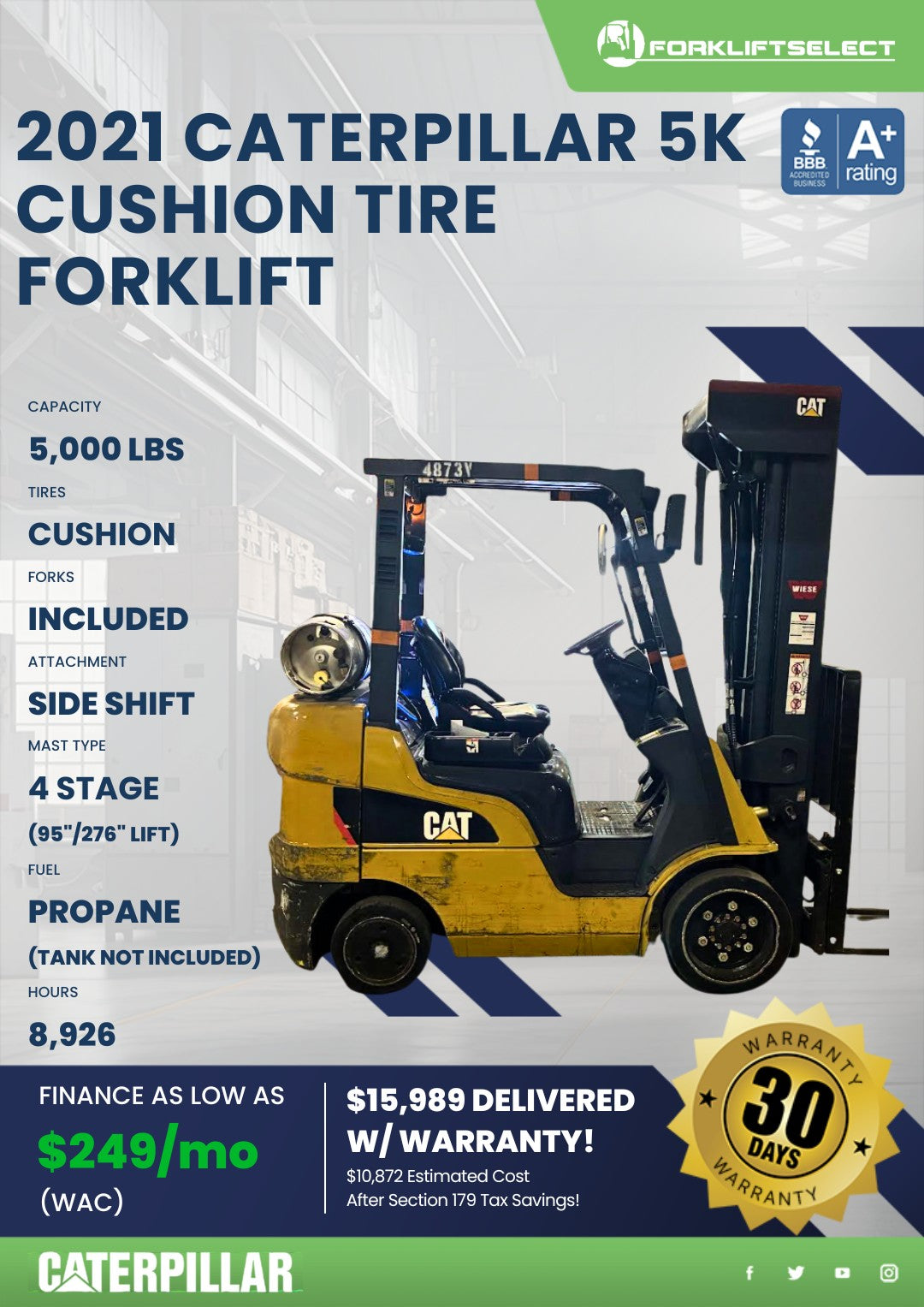 2021 Caterpillar 5K Cushion Tire Fo...