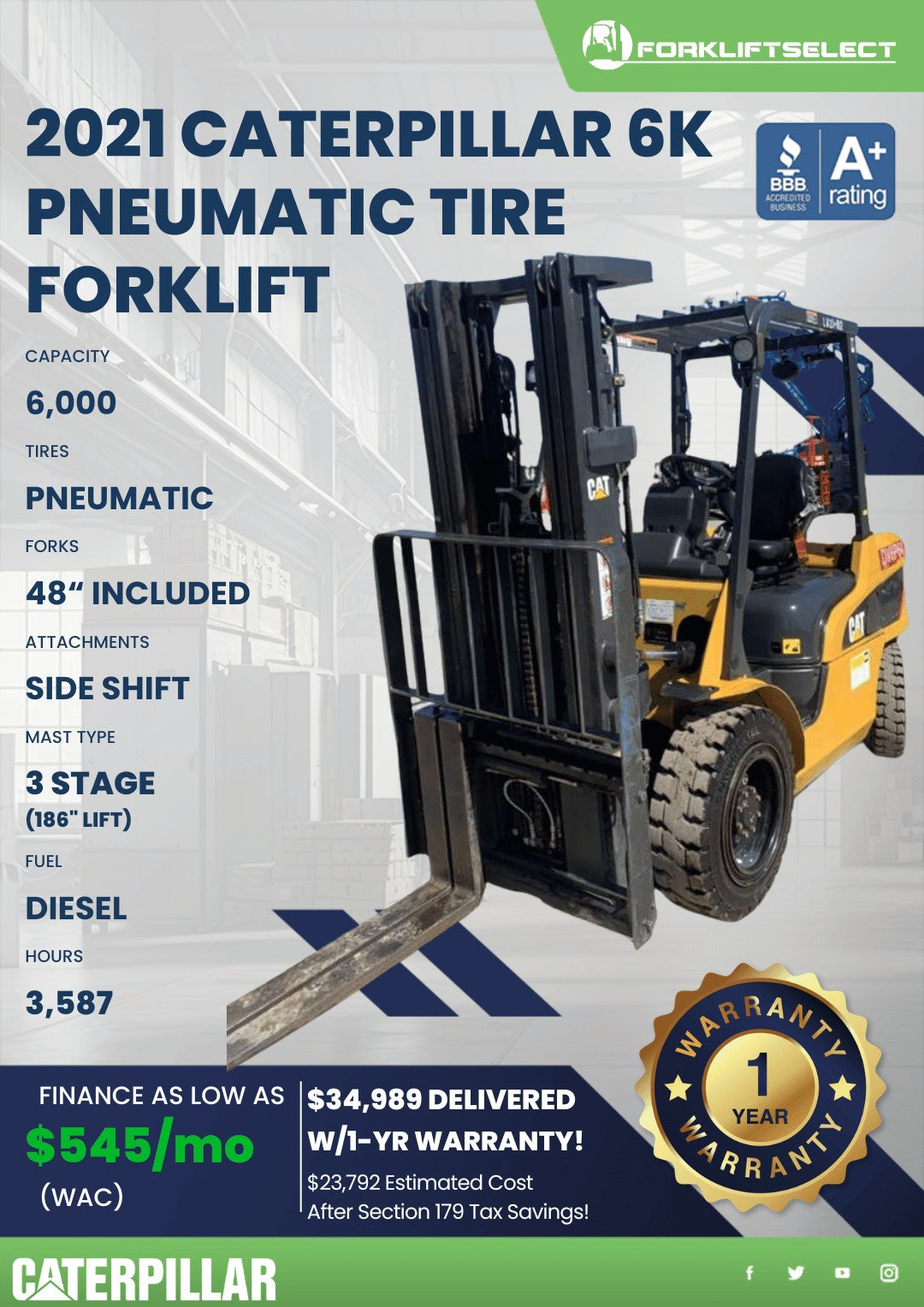 2021.0 Caterpillar 6K Pneumatic Tir...