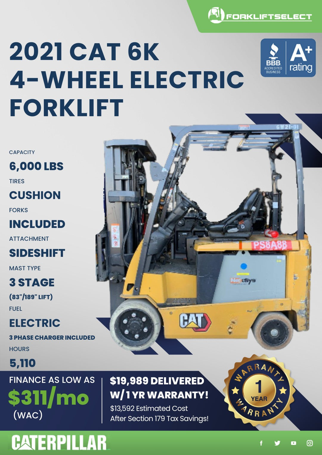 2021 Caterpillar 6K Cushion Tire El...