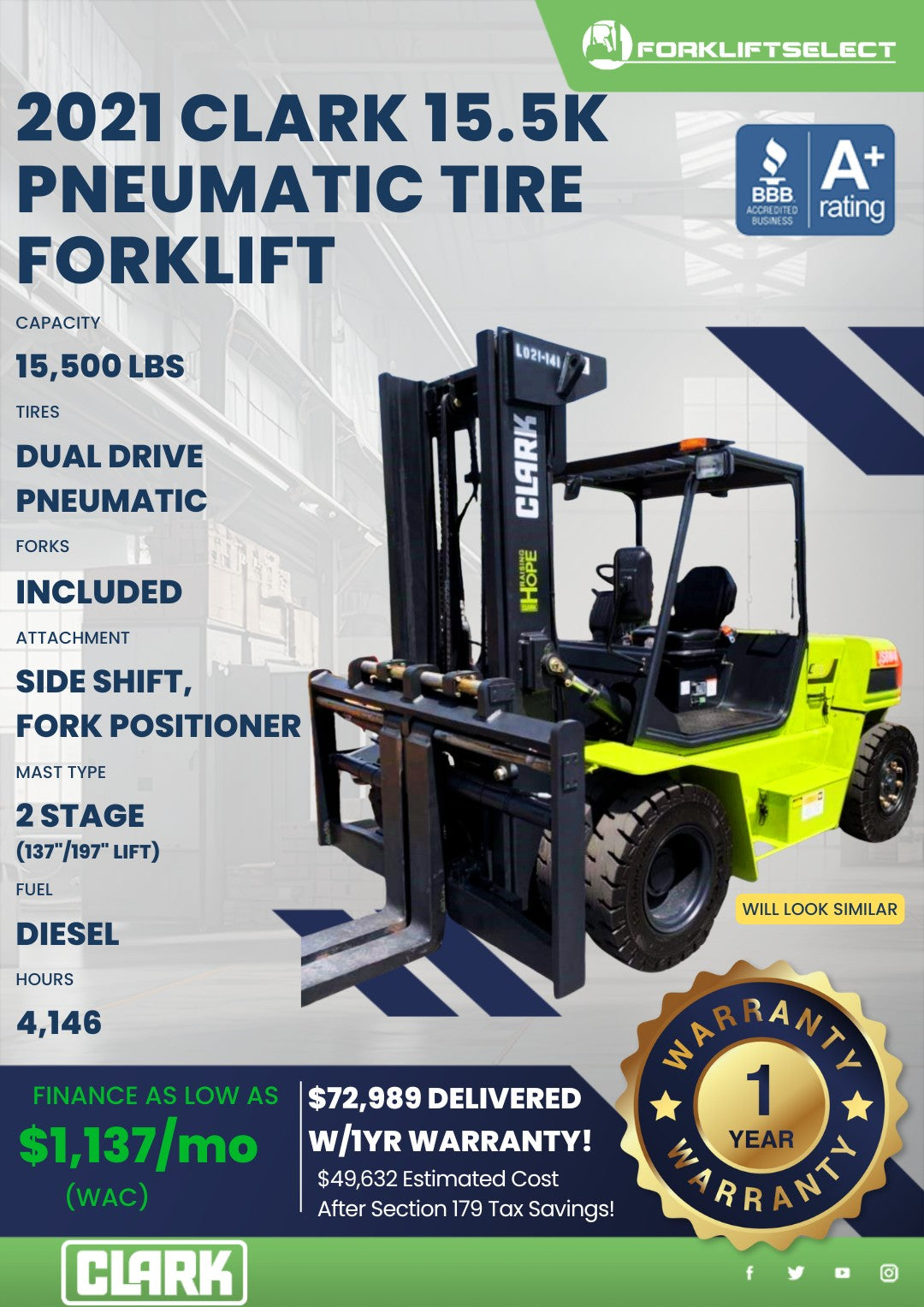 2021.0 Clark 16K Pneumatic Tire For...
