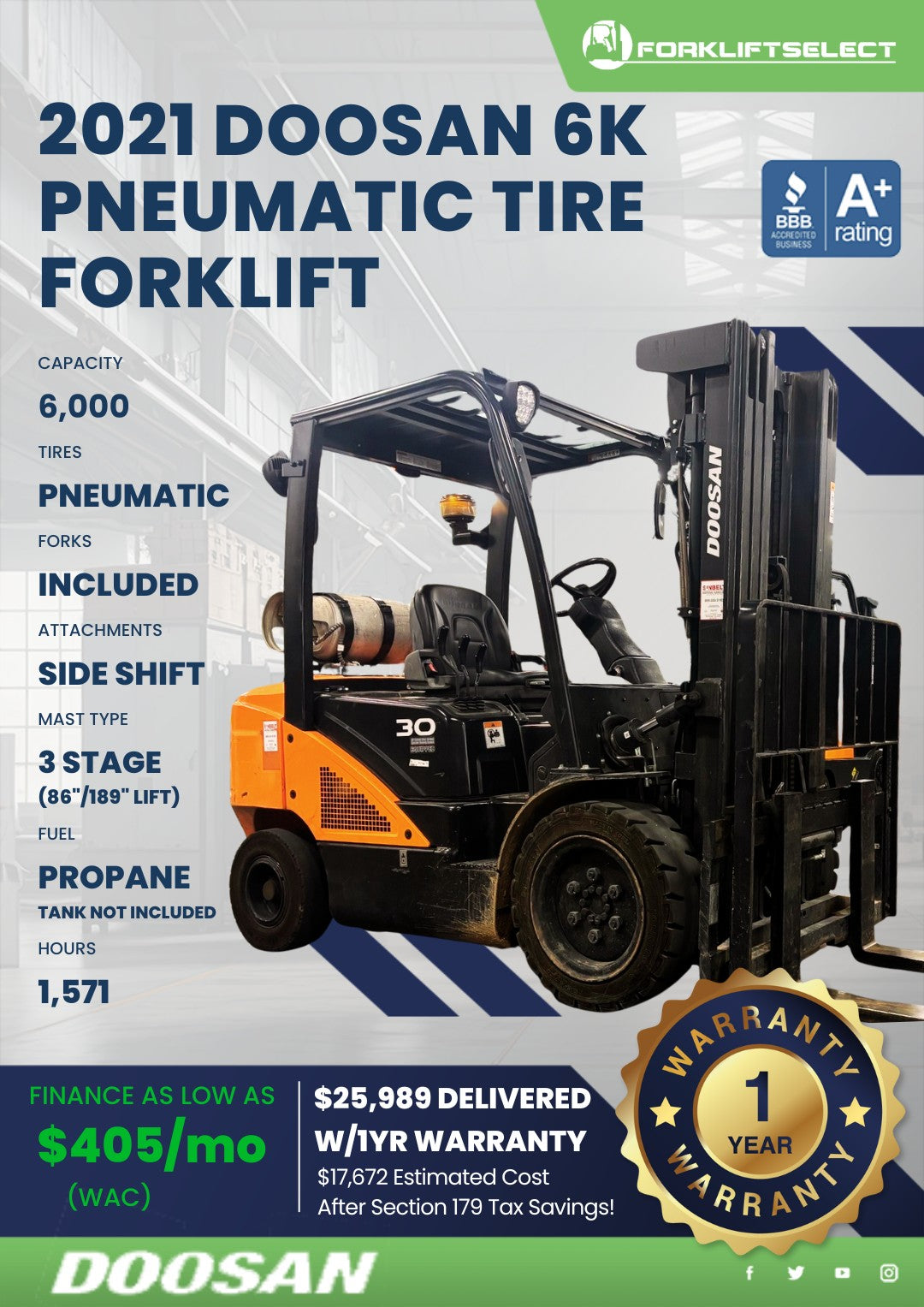 2021.0 Doosan 6K Pneumatic Tire For...