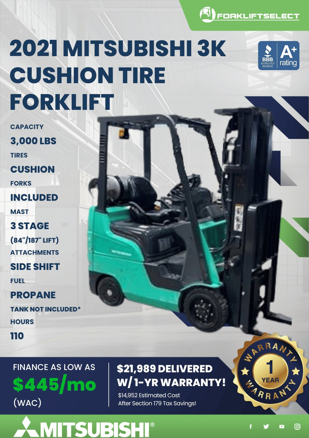 2021 MItsubishi 3K Cushion Tire For...