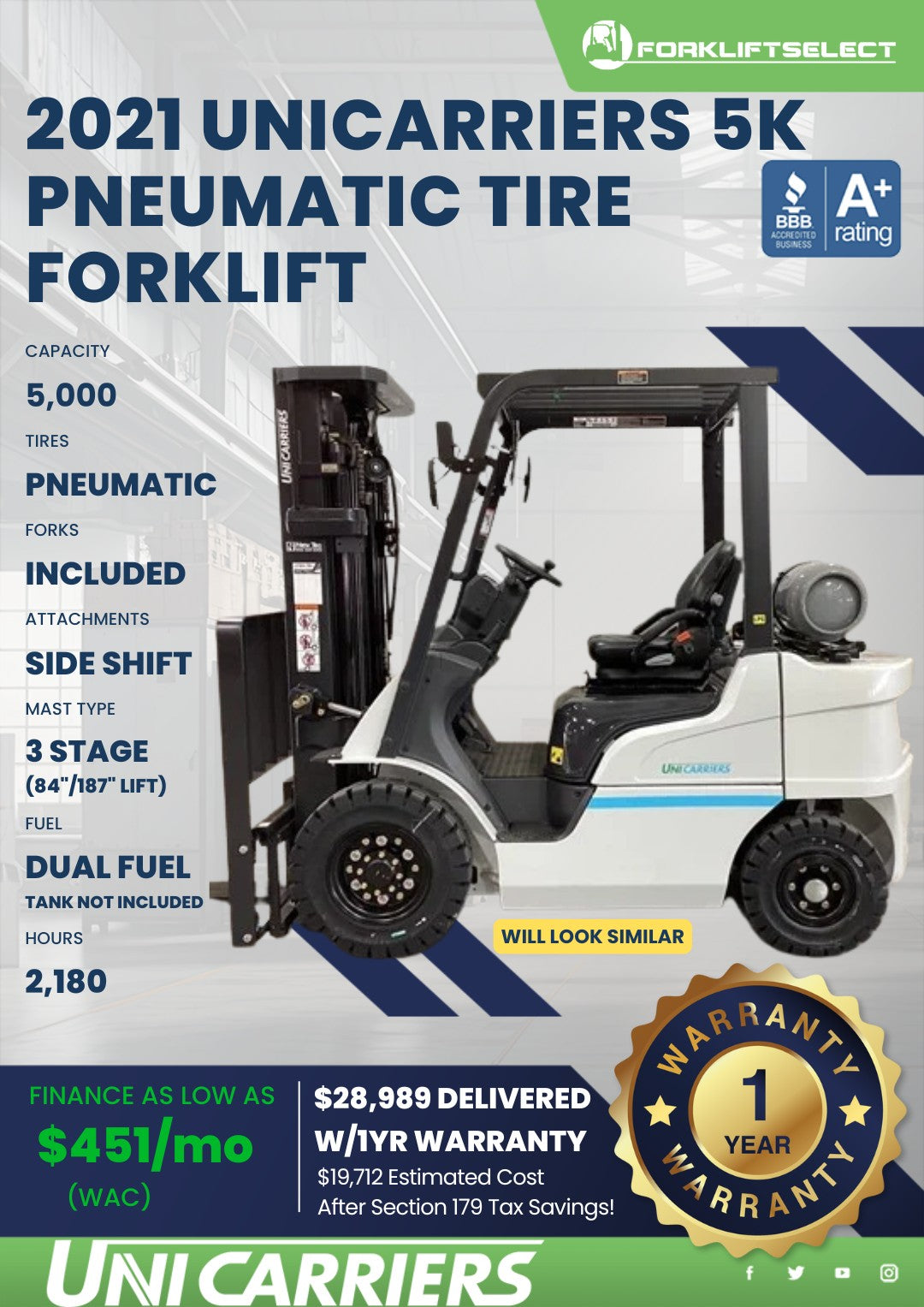 2021.0 UniCarriers 5K Pneumatic Tir...
