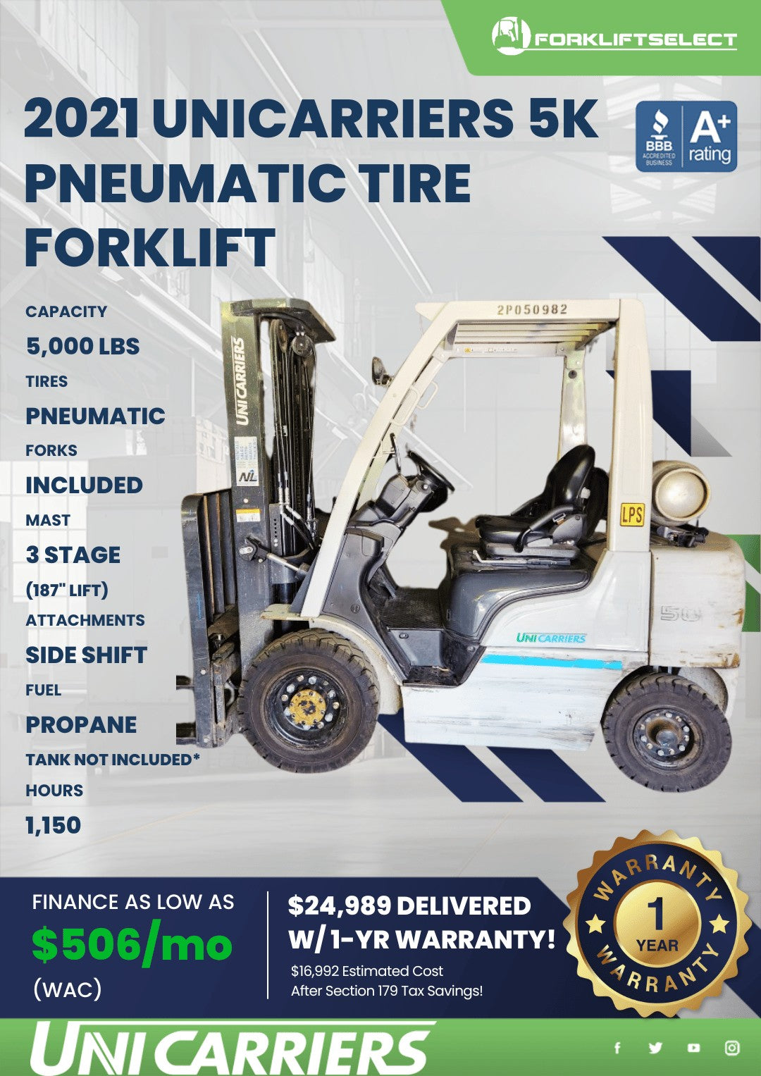 2021.0 UniCarriers 5K Pneumatic Tir...