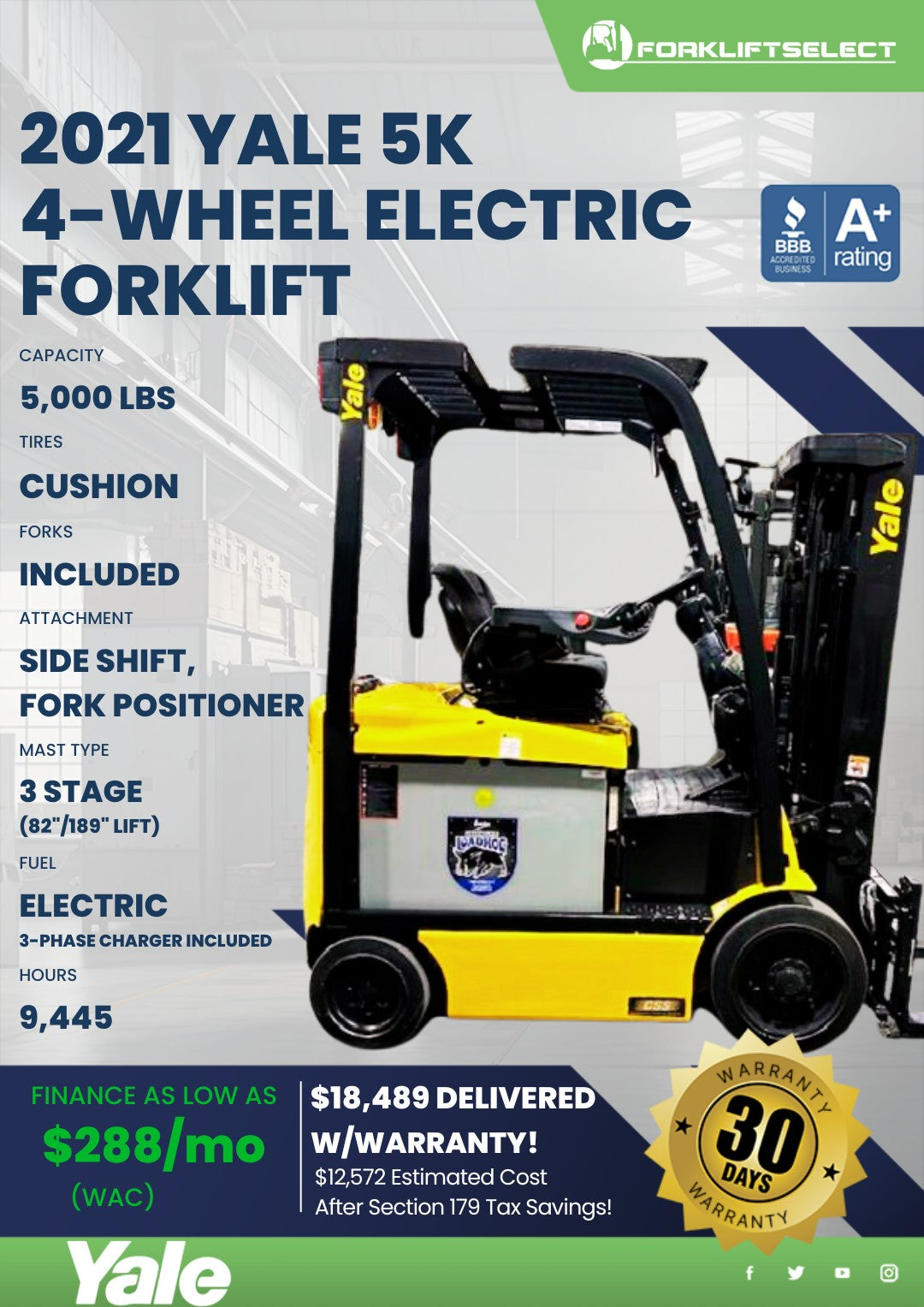 2021 Yale 5K Cushion Tire Electric ...