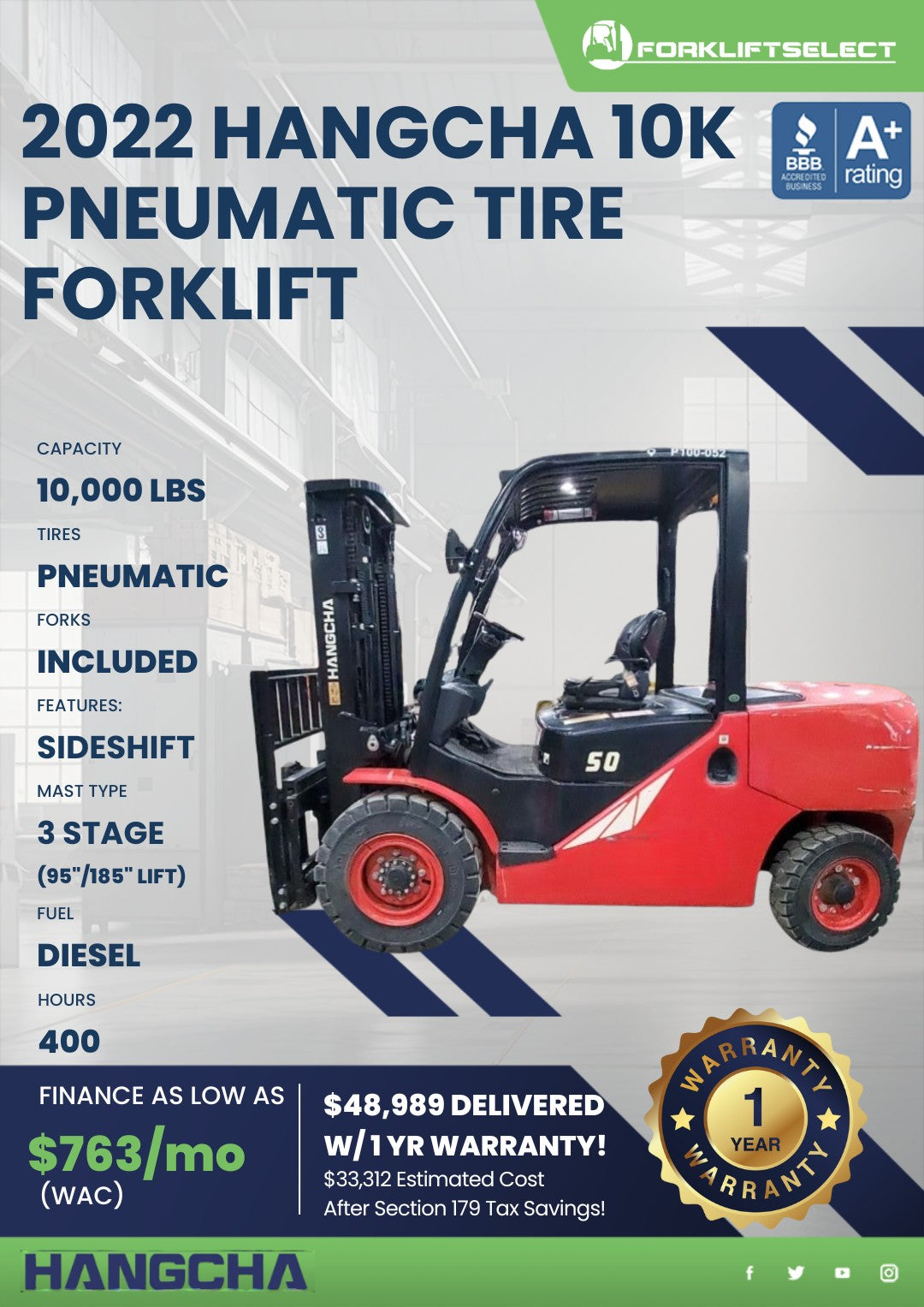 2022.0 Hangcha 10K Pneumatic Tire F...