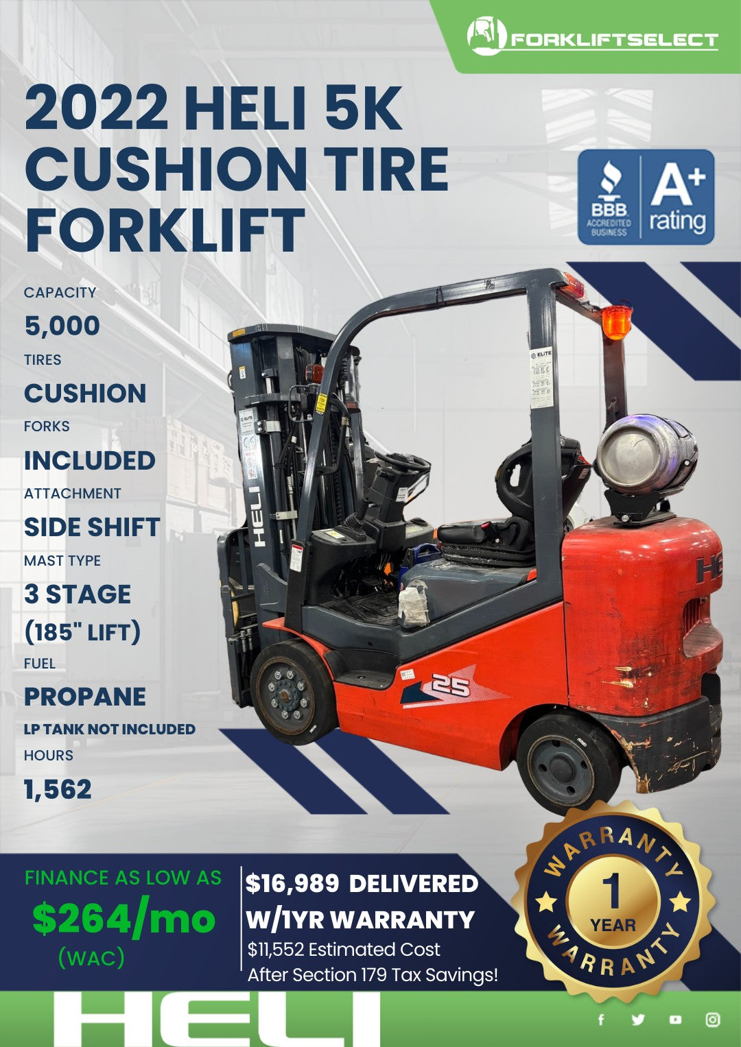2022.0 Heli 5K Cushion Tire Forklif...