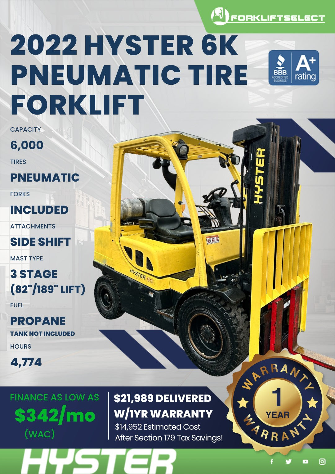 2022.0 Hyster 6K Pneumatic Tire For...