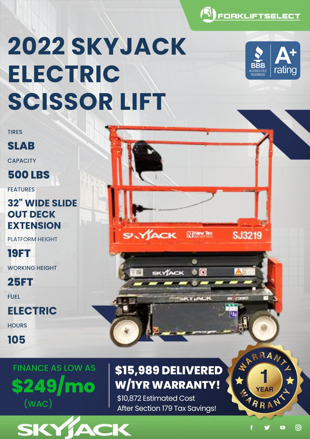 2022.0 Skyjack Electric Scissor Lif...