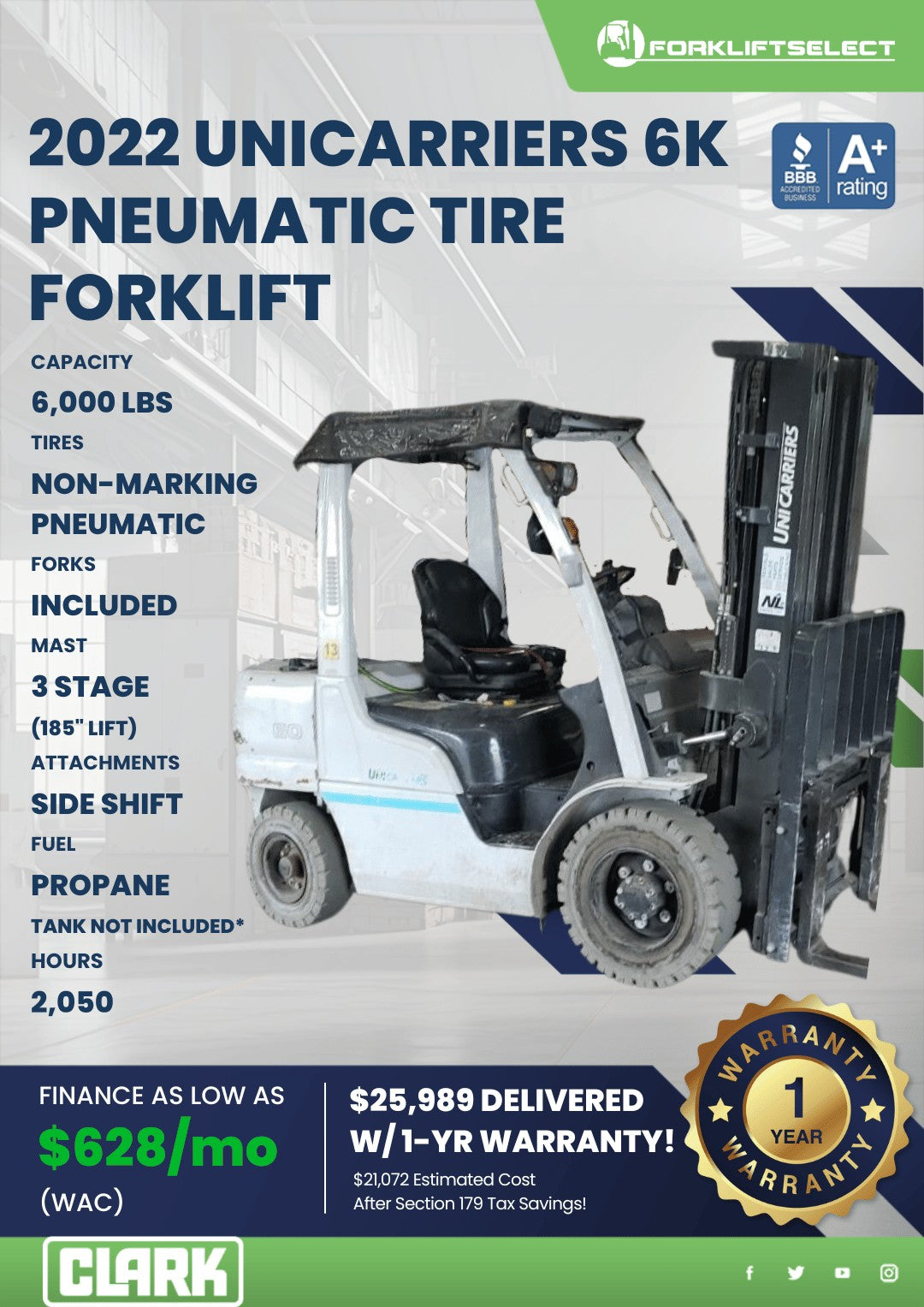 2022 UniCarriers 6K Pneumatic Tire ...