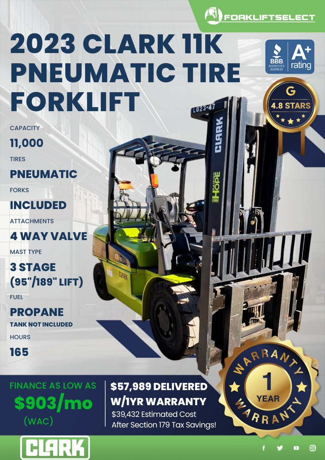 2023.0 Clark 11K Pneumatic Tire For...