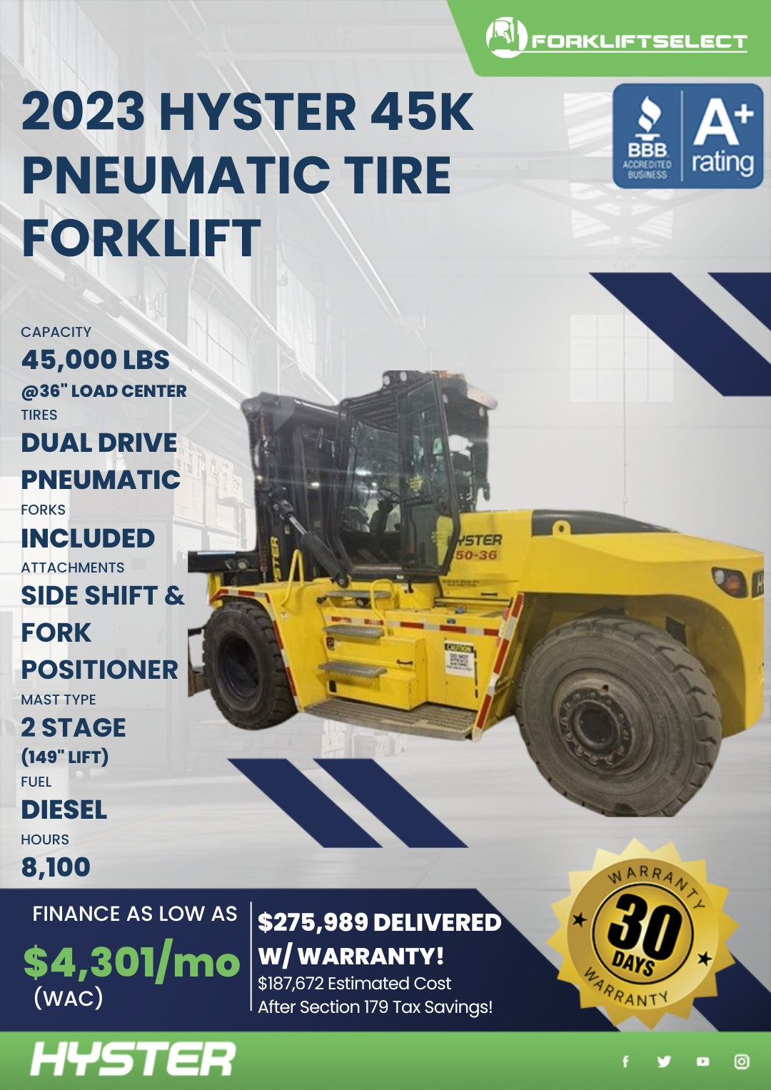 2023.0 Hyster 45K Pneumatic Tire Fo...