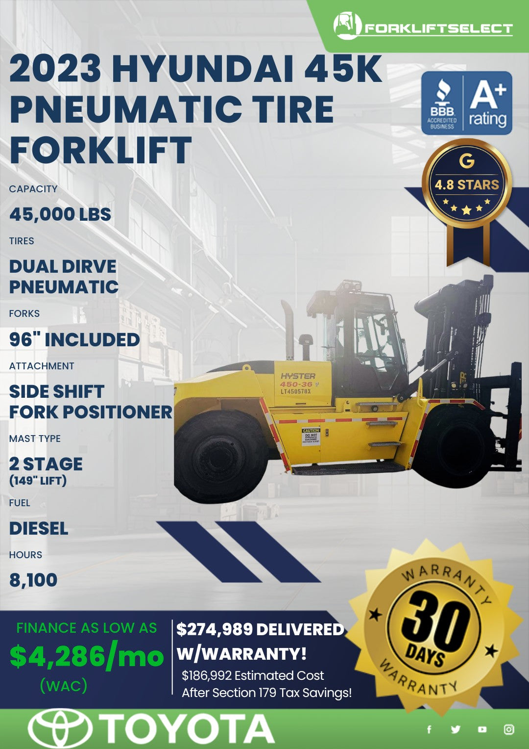 2023 Hyundai 45K Pneumatic Tire For...