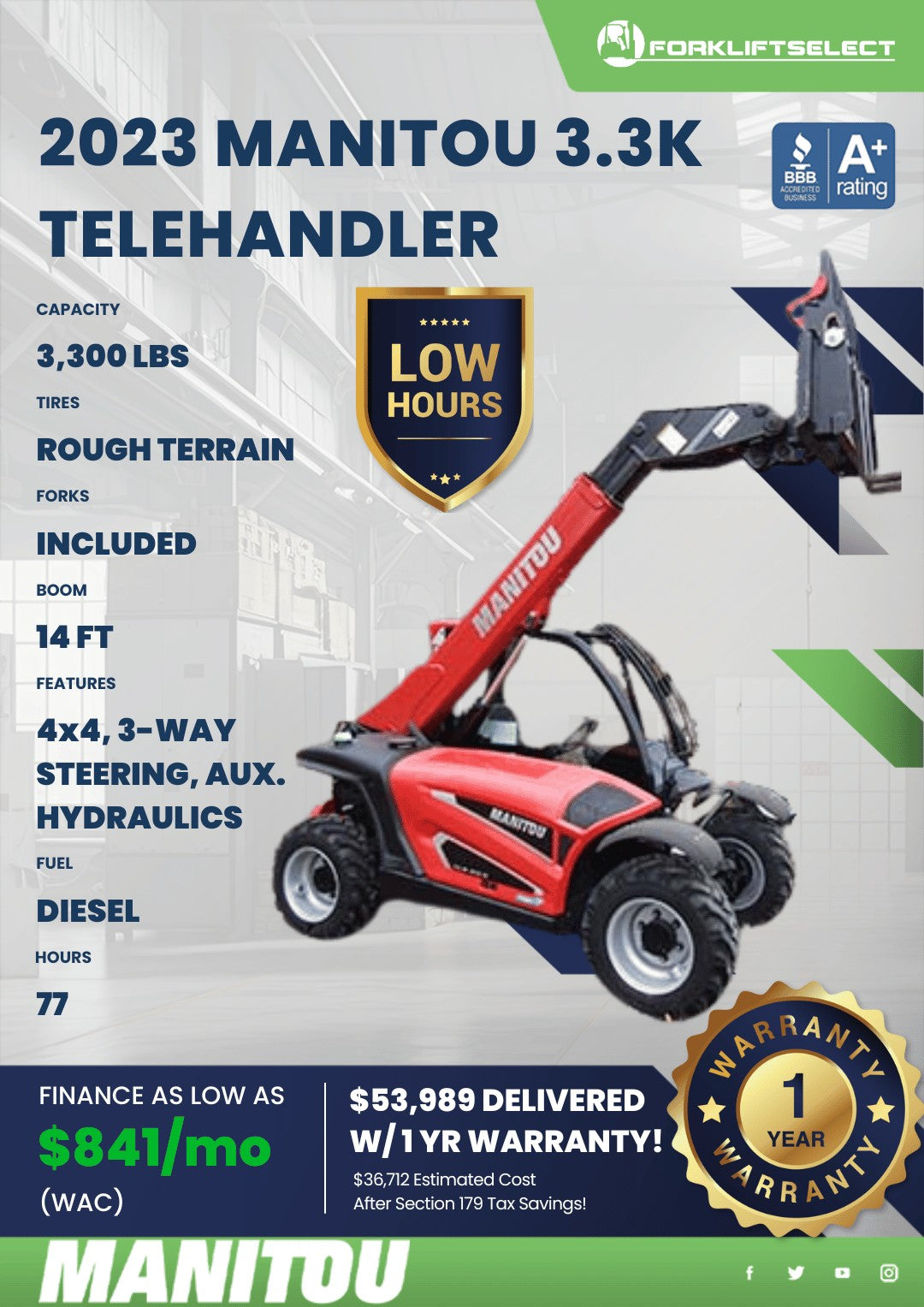 2023.0 Manitou 3.3K Rough Terrain Telehandler