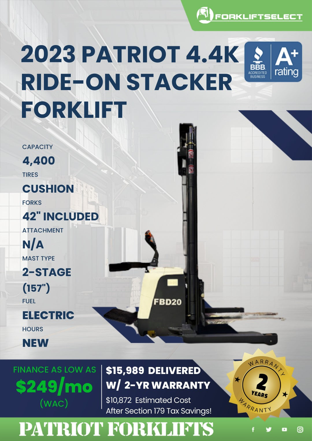 2023 Patriot 4.4K Ride-On Stacker F...