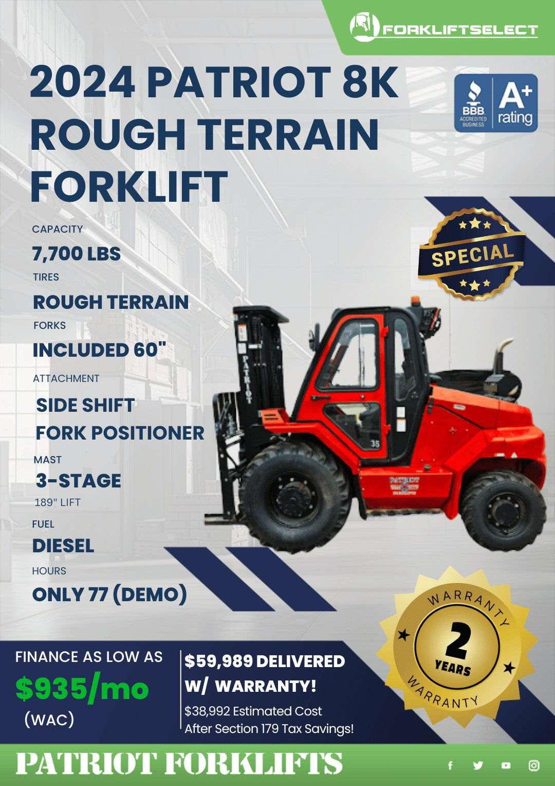 2024 Patriot 8K Rough Terrain Forkl...