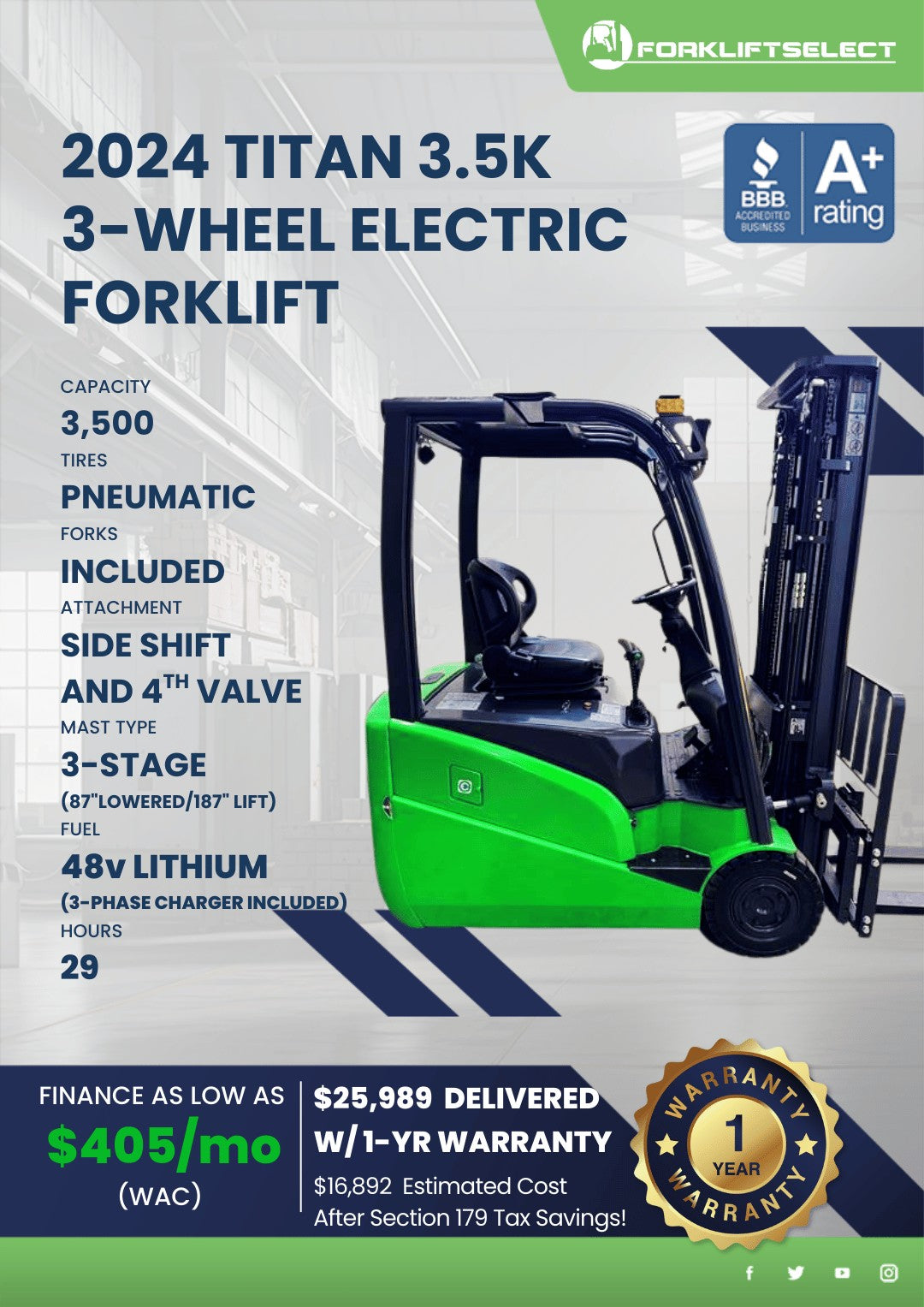 2024 Titan 3.5K 3-Wheel Electric Fo...