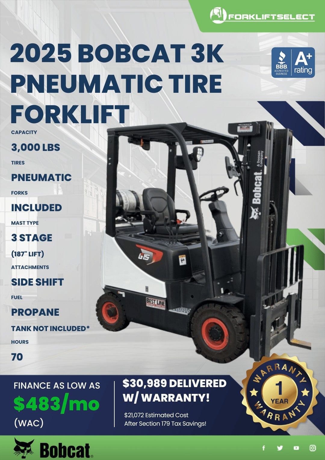 2025.0 Bobcat 3K Pneumatic Tire For...