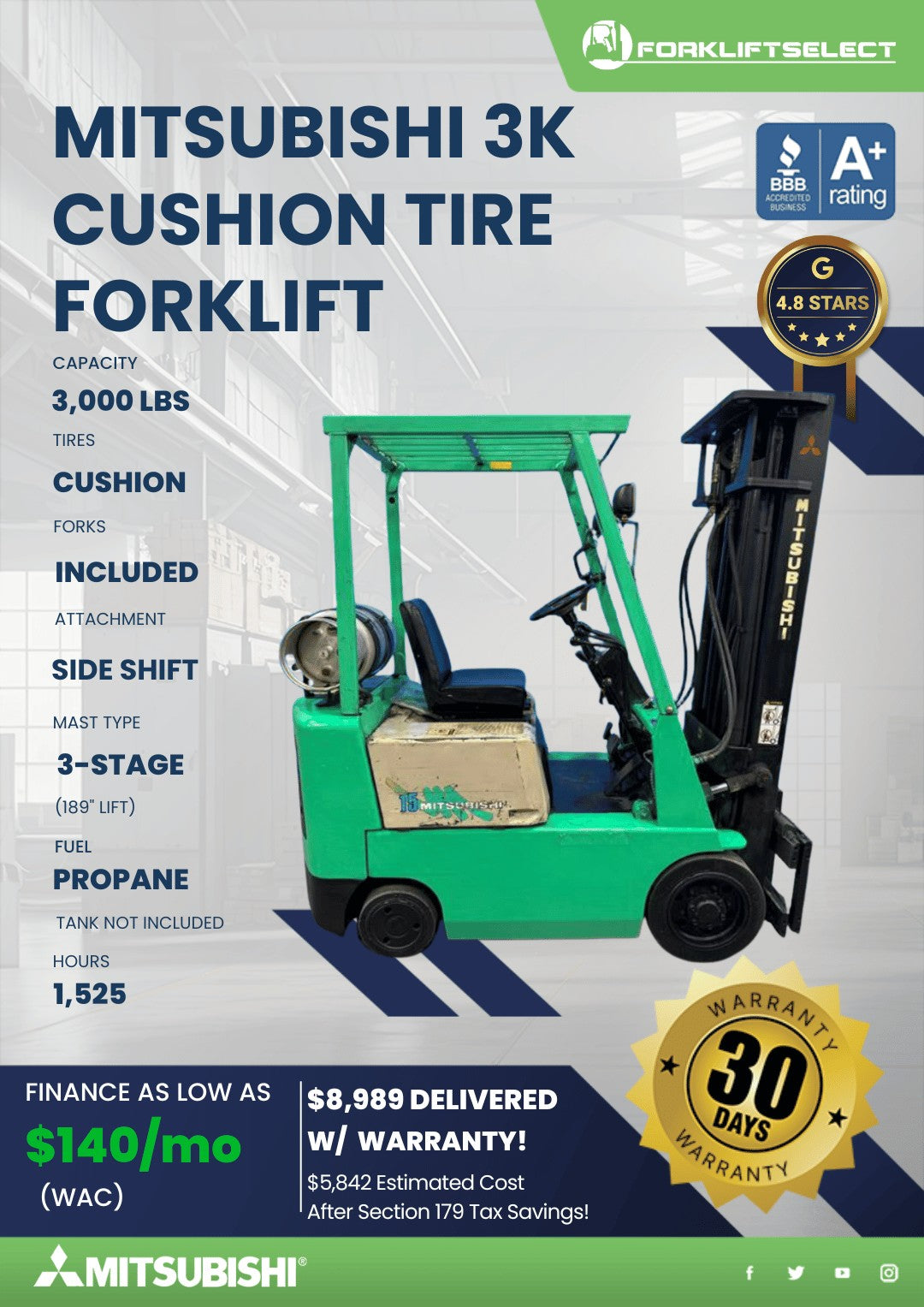 1996 Mitsubishi 3K Cushion Tire For...